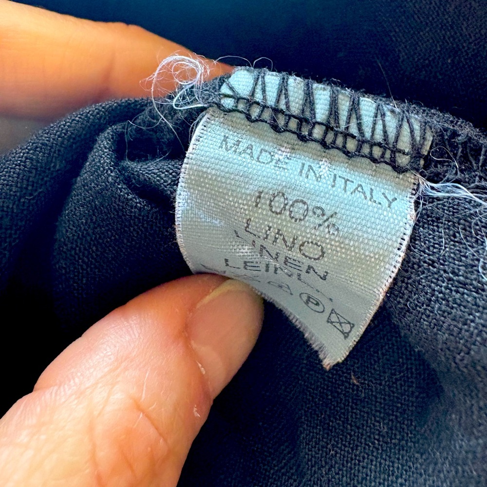 INIZIO black 100% linen made in Italy tank top sleeveless shirt - Picture 4 of 4